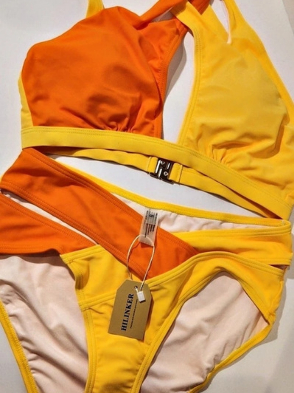 Hilinker Sexy Yellow and Orange Bikini Set Size Small